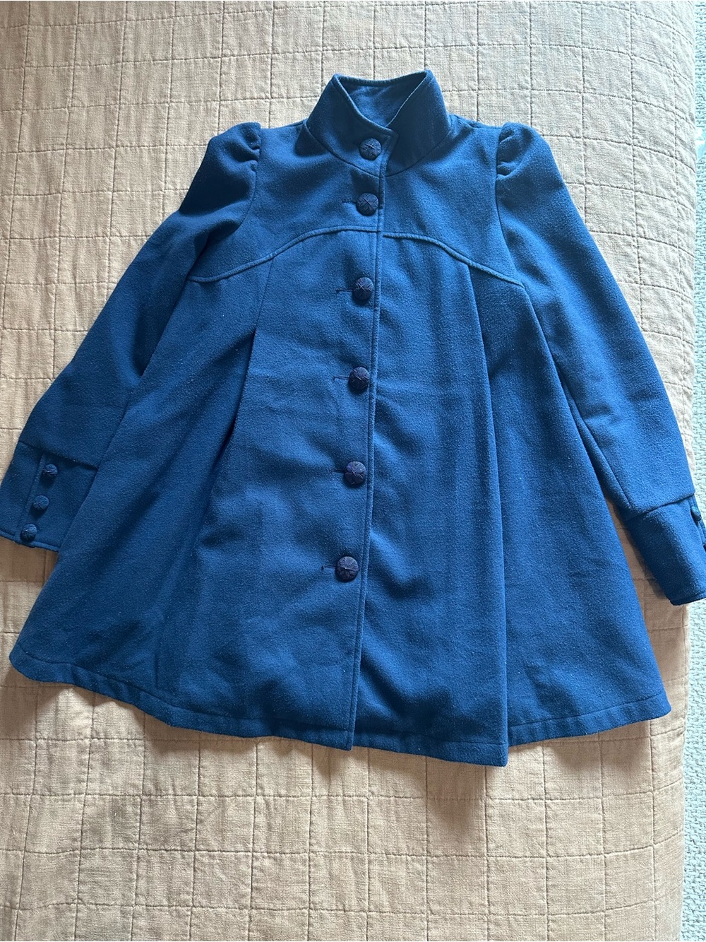 Rare Free People Blue Button Front Pea Coat